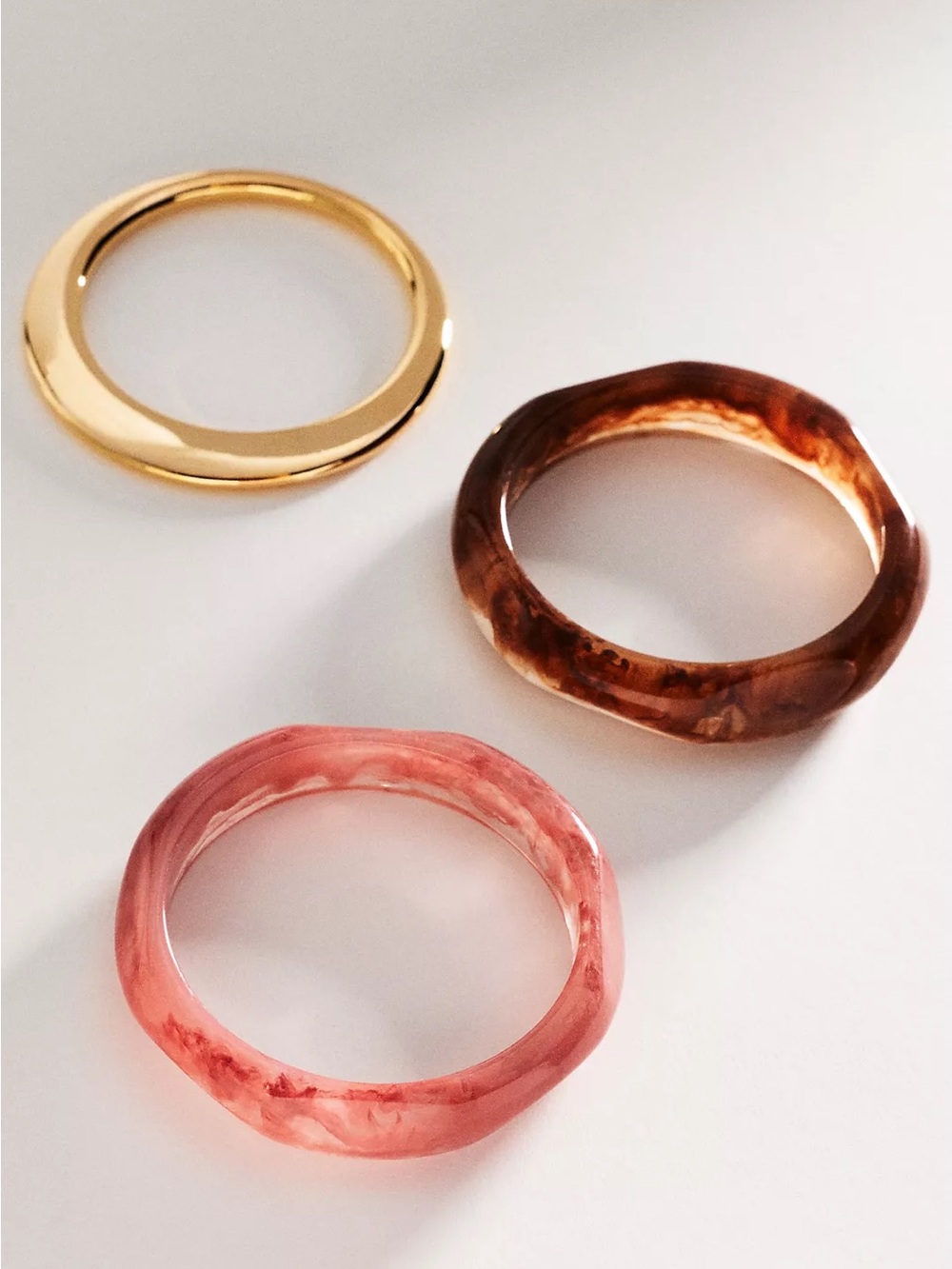 Anthropologie Boho Bangle Bracelets, Set of 3 - NWT - Mauve/Gold